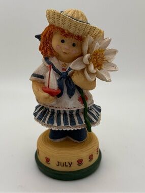 July Girl Sailor Figurine in Blue and Cream vintage resin nautical